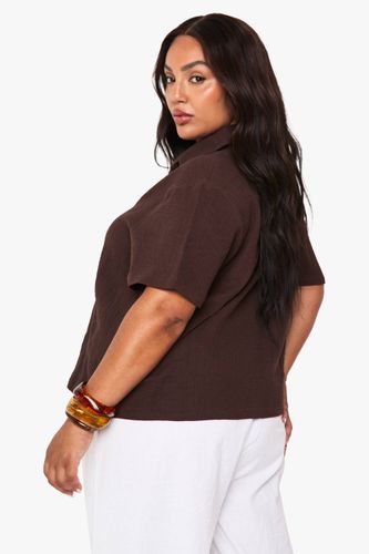 Chemise à manches courtes en étamine Plus | Taille 48 - boohoo - Modalova