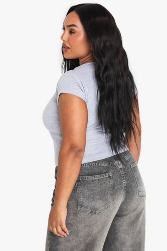 Haut en jersey côtelé à manches cap avec fermeture à boutons | Taille 46 - boohoo - Modalova