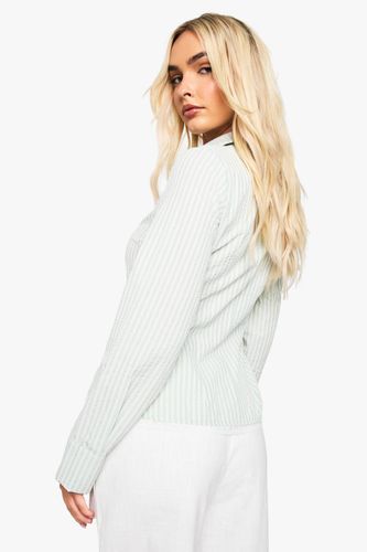 Chemise à rayures à taille cintrée ornée de dentelle | Taille 44 - boohoo - Modalova