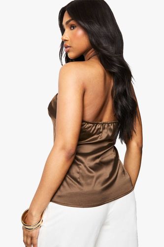 Gold Trim Satin Halter Top | Taille 42 - boohoo - Modalova