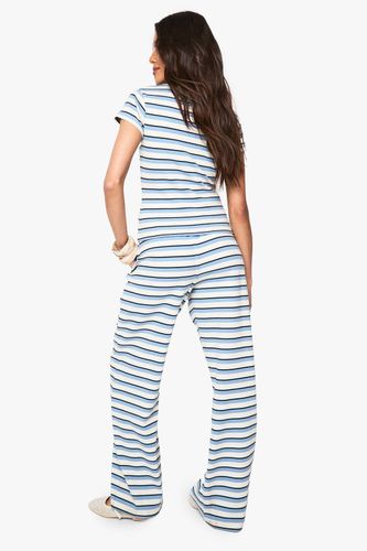 Pantalon à cordon de serrage en côtes rayées | Taille XS - boohoo - Modalova
