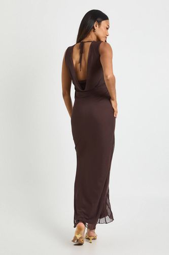 Robe Maxi De Maternité En Mesh Froncée À Col Bénitier | Taille 40 - boohoo - Modalova