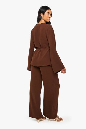 Ensemble Haut Cache-cœur Et Pantalon Tissé | Taille 44 - boohoo - Modalova