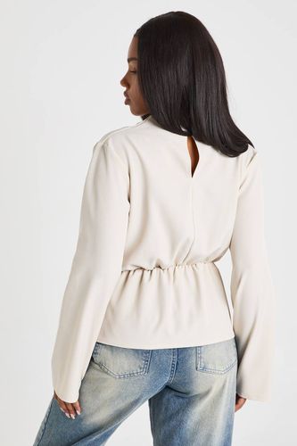 Haut à manches longues avec détails nœud Marl | Taille 44 - boohoo - Modalova