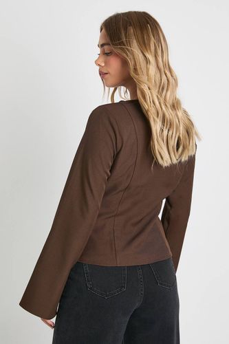 Haut à col drapé plongeant | Taille 40 - boohoo - Modalova
