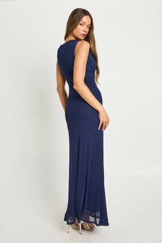 Robe maxi à col drapé en mesh et coupe colonne | Taille 44 - boohoo - Modalova
