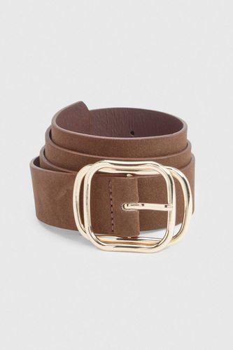 Ceinture en faux suède avec détails de double boucle | Taille Medium/Large - boohoo - Modalova