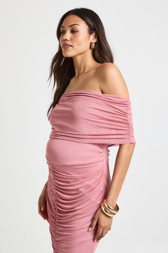 Robe Midaxi de Maternité Bardot Froncée à Ourlet en Maille | Taille 44 - boohoo - Modalova