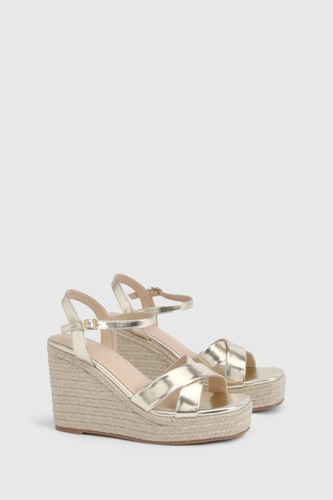 Sandales Compensées À Brides Larges En 2 Parties | Taille 41 - boohoo - Modalova