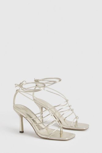 Escarpin À Talon Haut Bout Carré Avec Détails Cage Et Lanières | Taille 41 - boohoo - Modalova