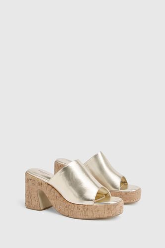 Plateforme En Liège À Bride Coupe Large | Taille 40 - boohoo - Modalova
