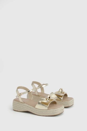 Compensées Espadrilles À Brides Avec Détail Nœud | Taille 40 - boohoo - Modalova
