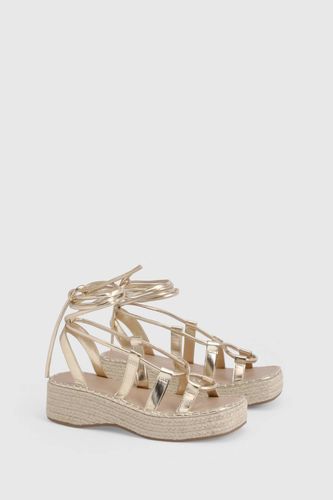 Espadrilles Compensées Gladiateur À Brides Métallisées | Taille 41 - boohoo - Modalova