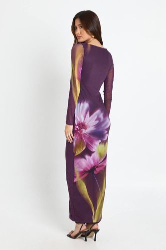 Robe maxi à manches longues avec détail noué | Taille 38 - boohoo - Modalova