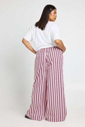 Pantalon Large Grande Taille En Popeline Rayée Avec Cordon De Serrage | Taille 44 - boohoo - Modalova