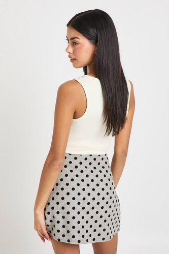 Mini-jupe À Pois Aspect Laine | Taille 44 - boohoo - Modalova