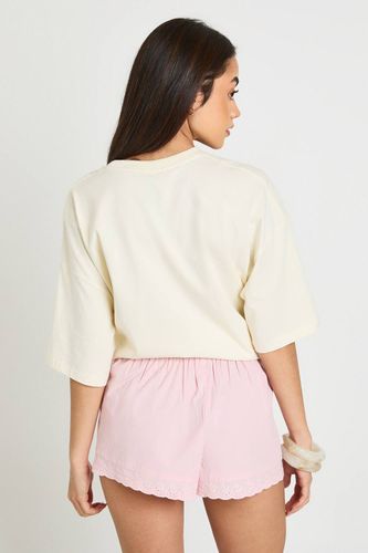 Short En Popeline Avec Finition Broderie Anglaise | Taille 44 - boohoo - Modalova
