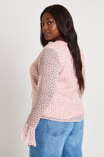 Chemisier En Mousseline À Volants Et Pois Grande Taille | Taille 48 - boohoo - Modalova
