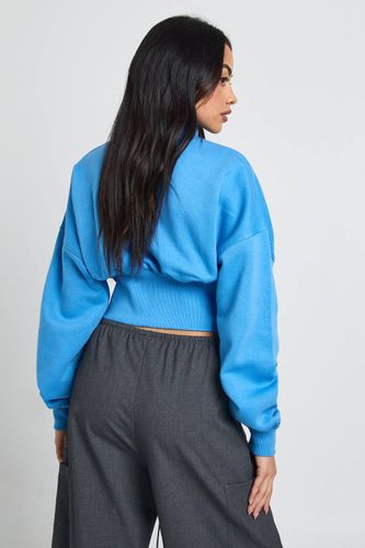 Sweat à Casynthétiqueche Col Montant Taille Cintrée avec Fermeture Éclair | Taille Medium - boohoo - Modalova