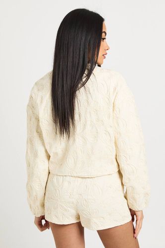 Veste Bomber En Denim À Détail Dentelle | Taille 44 - boohoo - Modalova