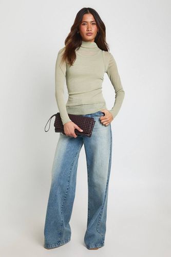 Haut Col Roulé 2 En 1 Transparent Texturé | Taille 44 - boohoo - Modalova