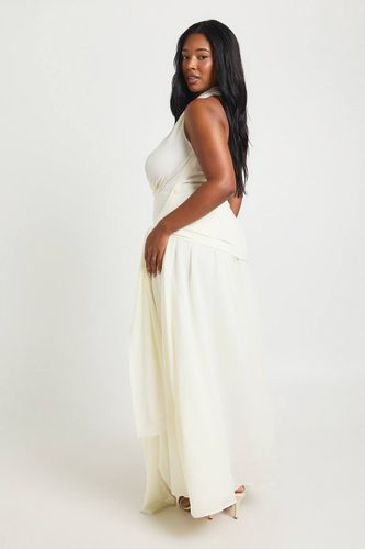 Robe Maxi Grande Taille En Mousseline Col Bénitier Extrême Avec Taille Nouée | Taille 46 - boohoo - Modalova