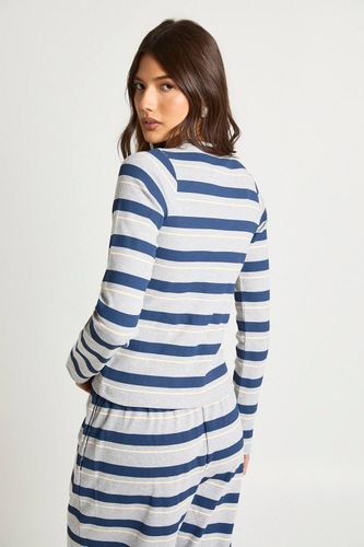 Haut Côtelé à Rayures Boutonné | Taille 44 - boohoo - Modalova