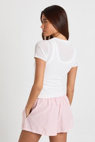 Short À Taille Élastiquée En Seersucker Rayé | Taille 44 - boohoo - Modalova