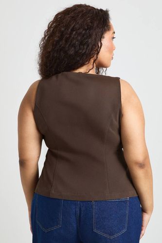 Haut Peplum Grande Taille En Sergé À Encolure Carrée | Taille 48 - boohoo - Modalova