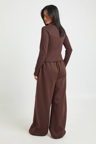 Ensemble de Jogging Petite Côtelé à Boutons Manches Longues | Taille Medium - boohoo - Modalova