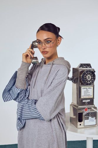 Robe T-shirt Oversize En Coton À Manches Rayées | Taille 42 - boohoo - Modalova