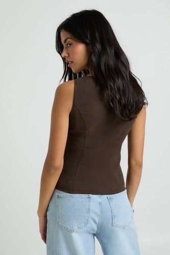 Haut Peplum À Encolure Carrée En Sergé | Taille 44 - boohoo - Modalova
