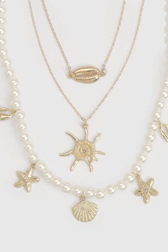 Lot De 3 Colliers Avec Détails Perles Et Étoiles De Mer - boohoo - Modalova