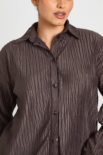 Chemise Oversize Plissée Grande Taille | Taille 48 - boohoo - Modalova