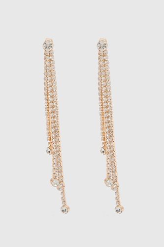 Boucles D'oreilles Pendantes À Franges De Strass - boohoo - Modalova