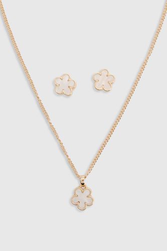 Parure De Bijoux Pendentif Fleur Émaillée - boohoo - Modalova