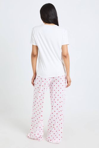Ensemble Pyjama Tall T-shirt Oversize À Rayures Cœur Et Pantalon | Taille 46 - boohoo - Modalova