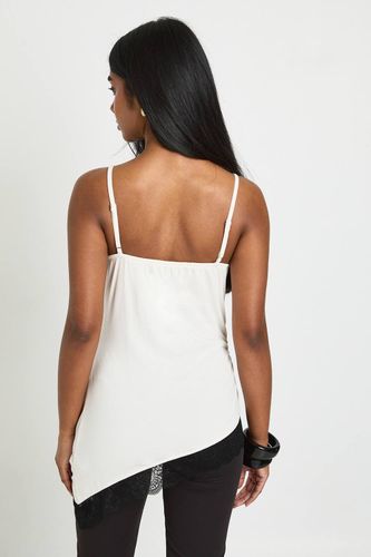 Haut Long Asymétrique En Cupro Avec Finitions En Dentelle | Taille 44 - boohoo - Modalova