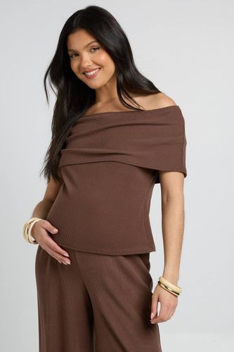 Ensemble Coordonné Maternité Haut Bardot Côtelé Doux Et Pantalon Jambes Larges | Taille 44 - boohoo - Modalova