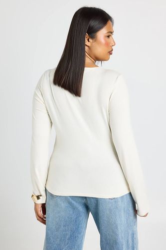 Haut Grande Taille À Manches Longues Avec Panneau Drapé | Taille 48 - boohoo - Modalova