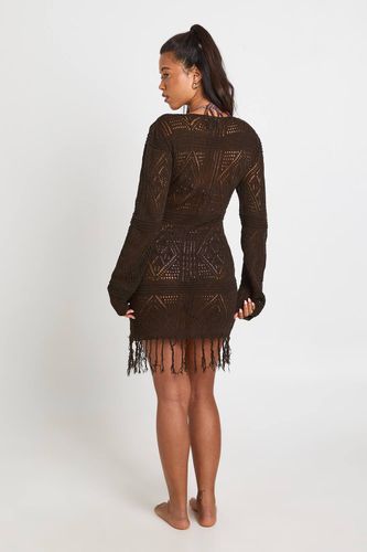 Tunique De Plage Au Crochet À Pompons | Taille Medium - boohoo - Modalova