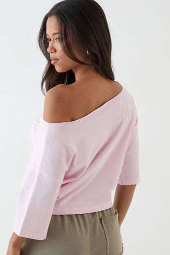 T-shirt Boxy Épaules Dénudées Avec Broderie Script | Taille XS - DSGN Studio - Modalova