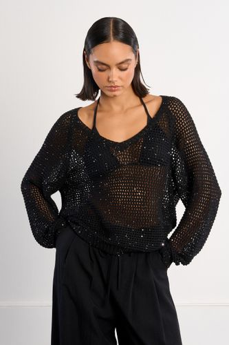 Pull en col V, parsemé de strass - LILI SIDONIO - Modalova