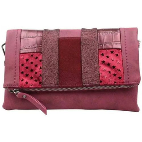 Sac à main Sac pochette bandoulière Elma patchwork croco bordeaux - Fuchsia - Modalova