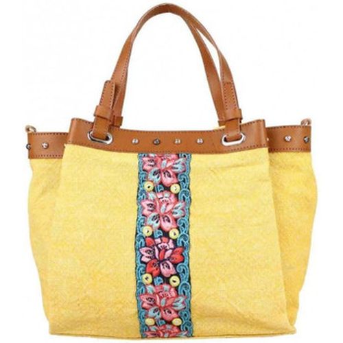 Sac à main Sac à main toile déco brodée Lemon Jaune - Fuchsia - Modalova