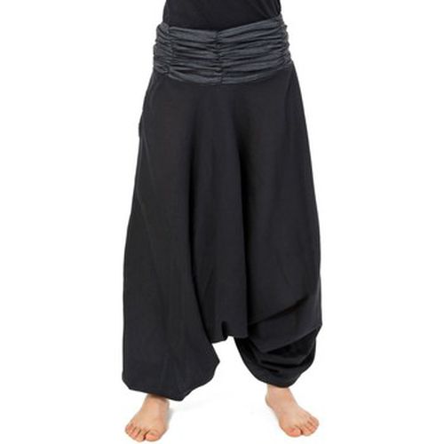Pantalon Sarouel elastique mixte gris rayures coton leger Haku - Fantazia - Modalova