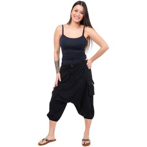 Pantalon Bermuda sarouel cargo jersey black Milhano - Fantazia - Modalova