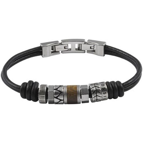 Bracelets Bracelet cuir noir et perles en acier - Fossil - Modalova