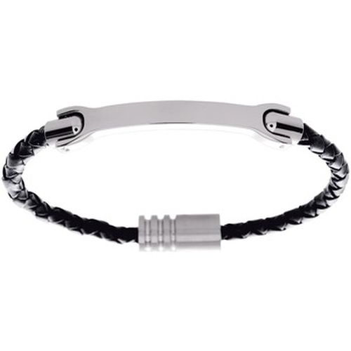 Bracelets Bracelet acier cuir tressé et plaque - Brillaxis - Modalova