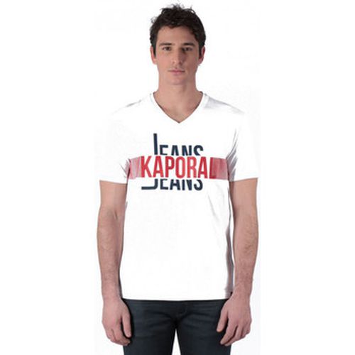 Polo T-shirt Col V Delmo Blanc et Imprimé - Kaporal - Modalova
